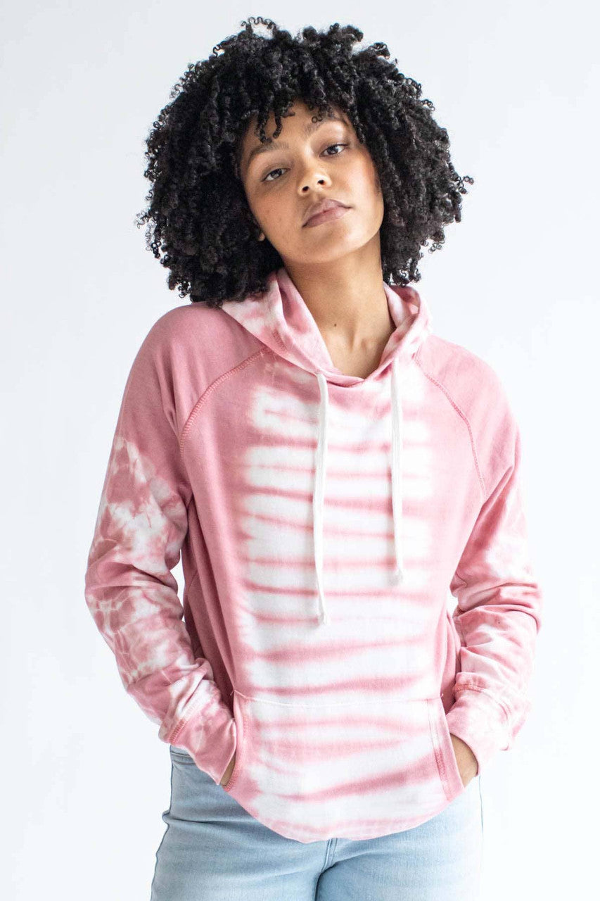 Mauve Stripe Dyed Hoodie