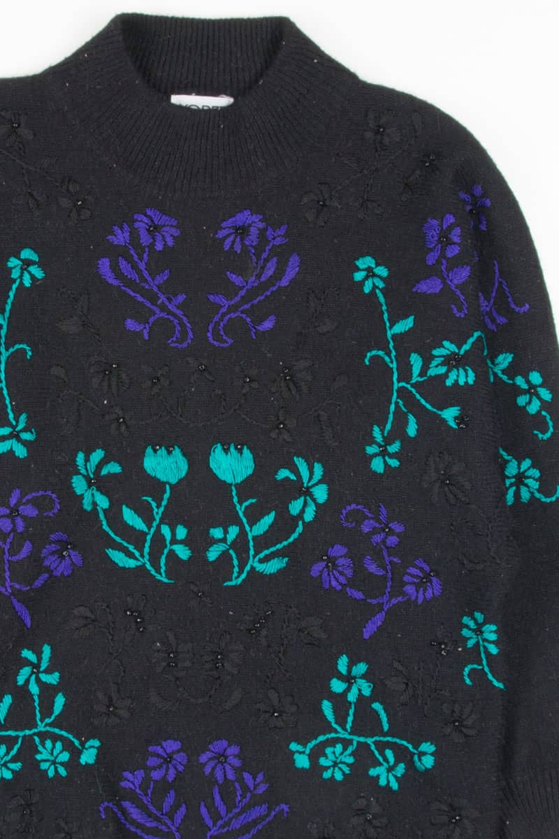 Vintage Embroidered Floral 80s Sweater 3348