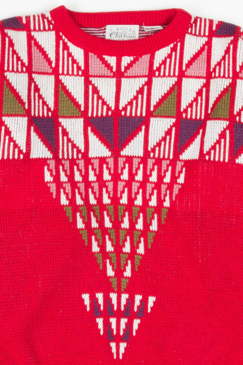 Vintage Red Triangles 80s Sweater 3362