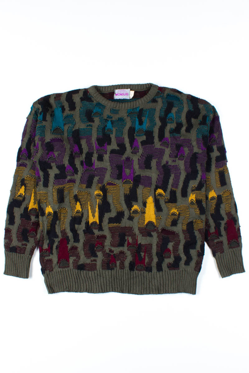 Splotchy Knit 80s Sweater