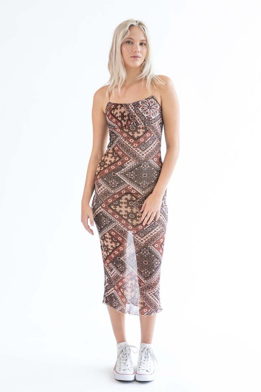 Mesh Dark Patchwork Maxi Dress