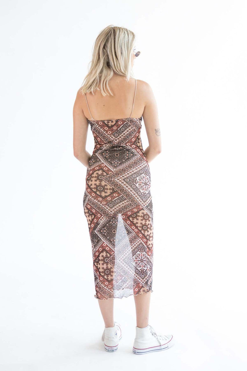 Mesh Dark Patchwork Maxi Dress