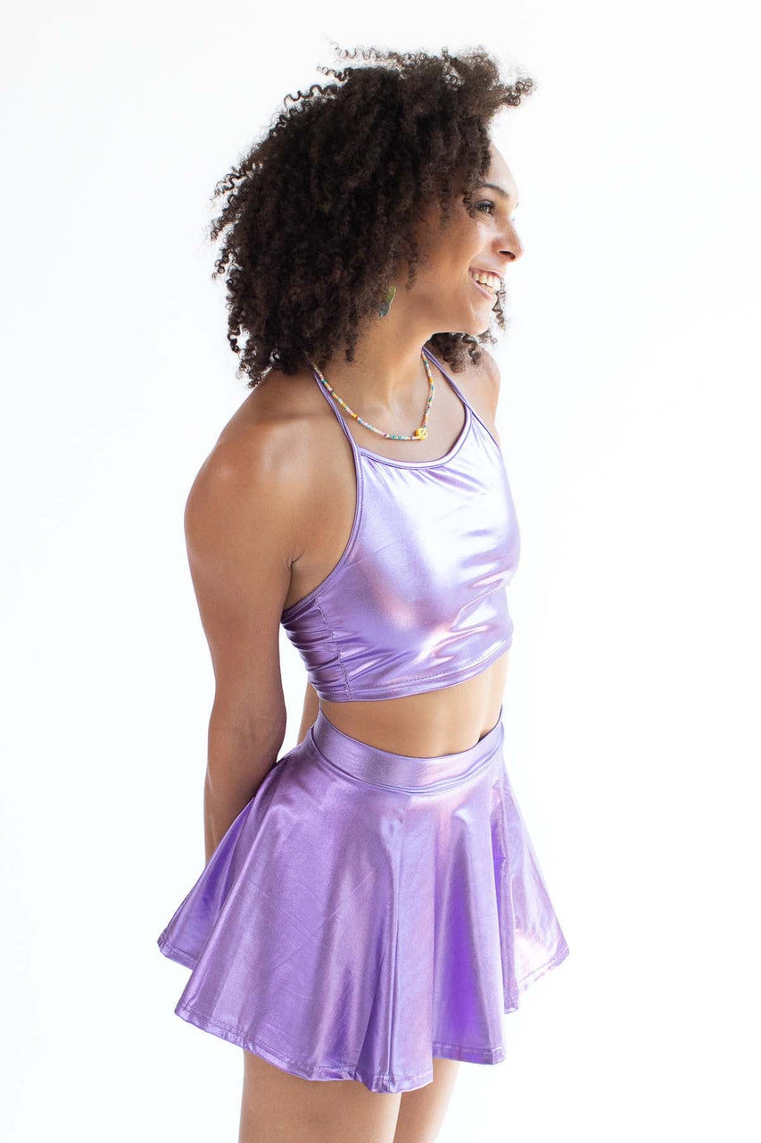 Metallic Lavender Halter Crop