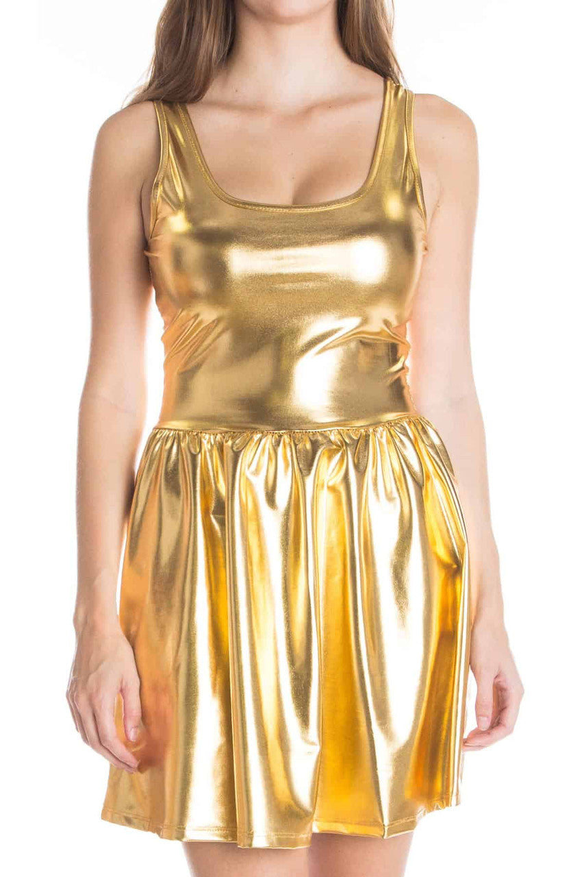 Metallic Skater Dress