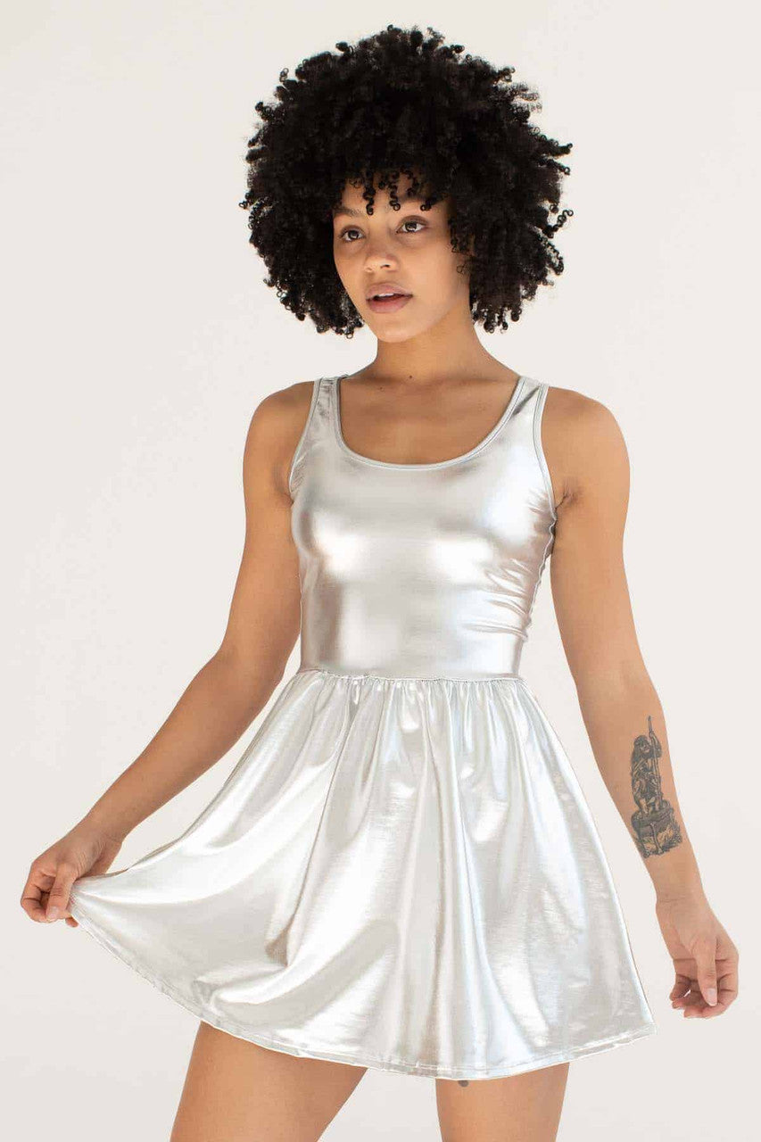 Metallic Skater Dress