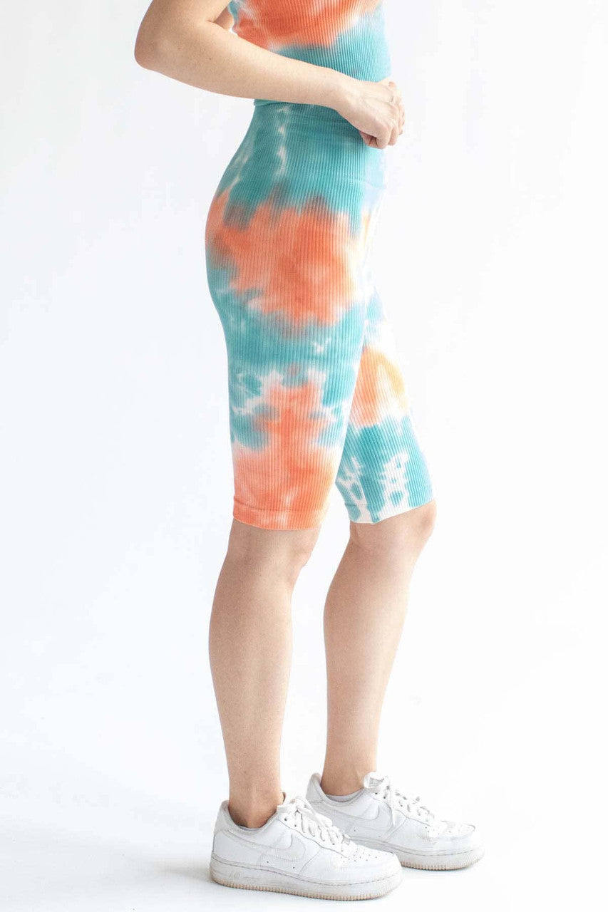 Miami Tie Dye Ribbed Seamless Bike Shorts