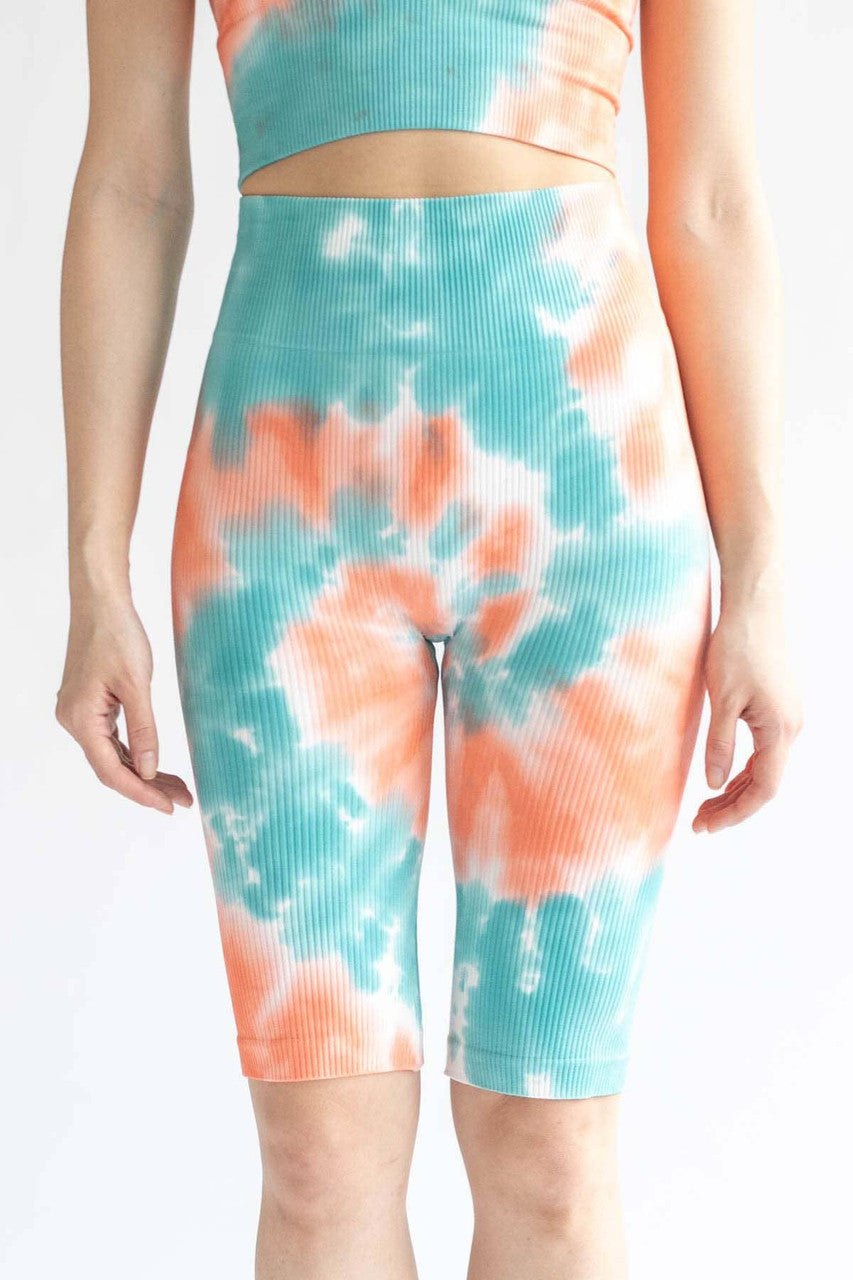 Miami Tie Dye Ribbed Seamless Bike Shorts