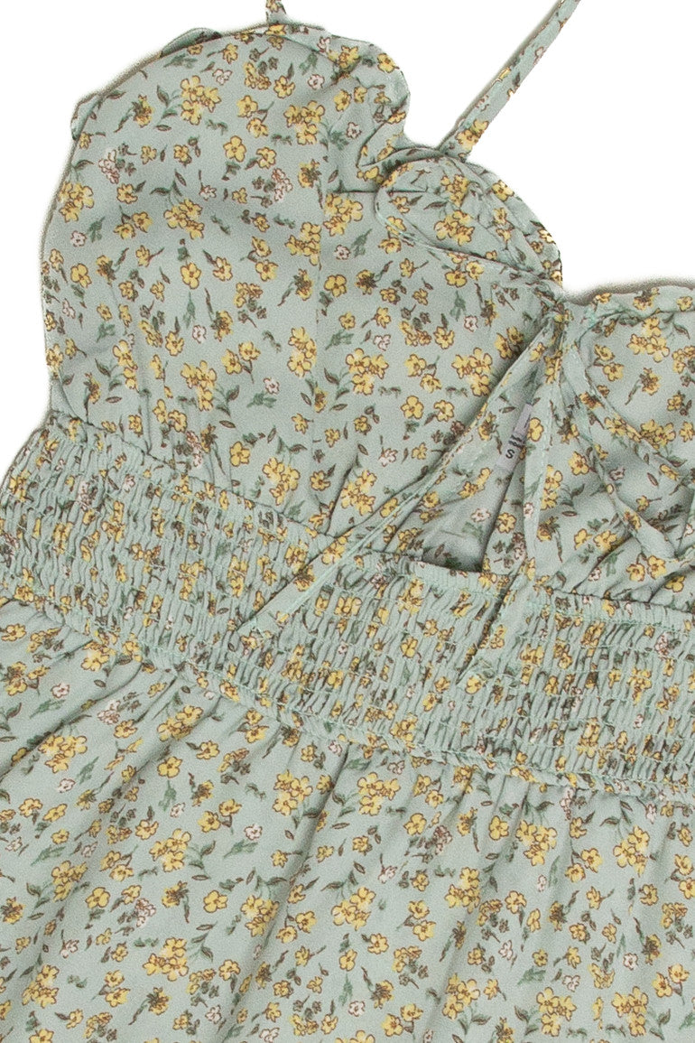 Mint Green Floral Smocked Romper