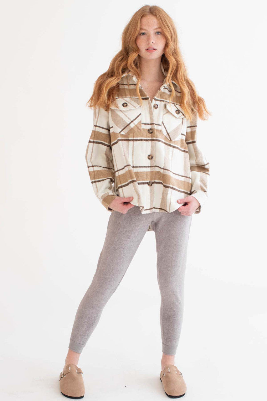 Mocha Brushed Plaid Jacket