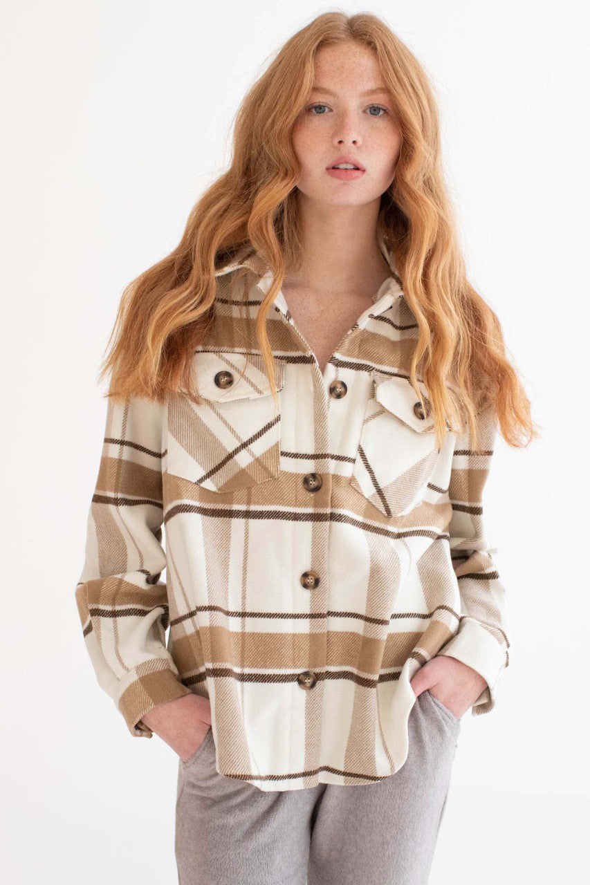 Mocha Brushed Plaid Jacket
