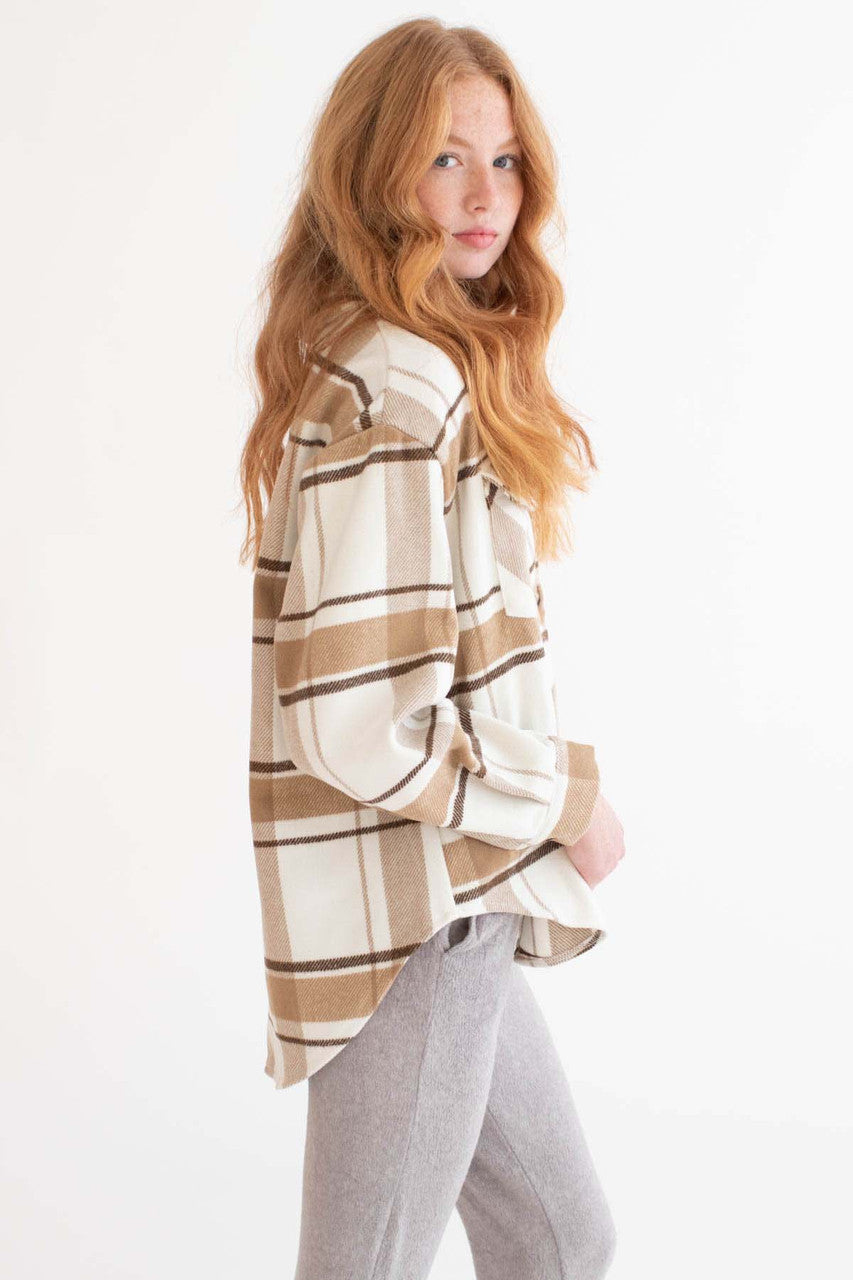 Mocha Brushed Plaid Jacket
