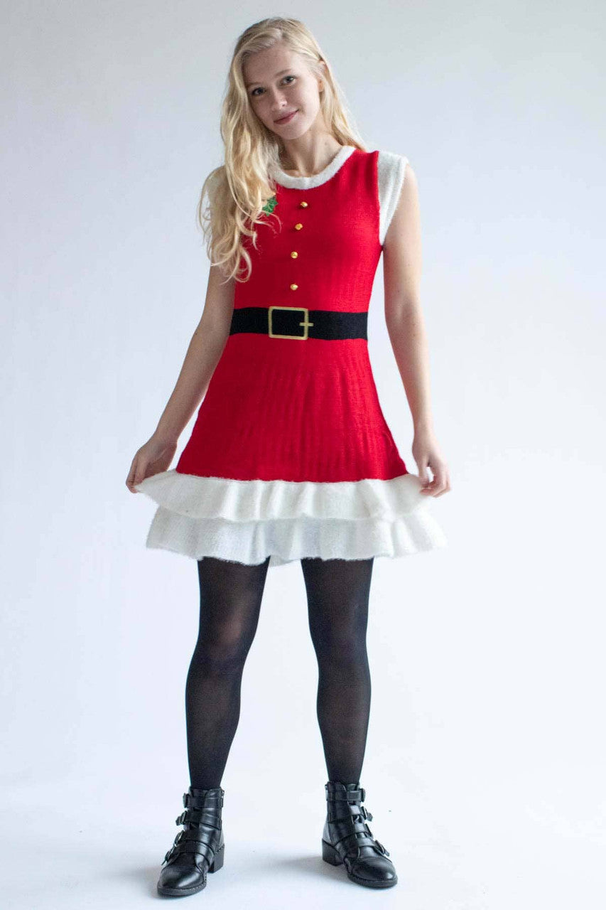 Mrs. Claus Ruffle Hem Dress
