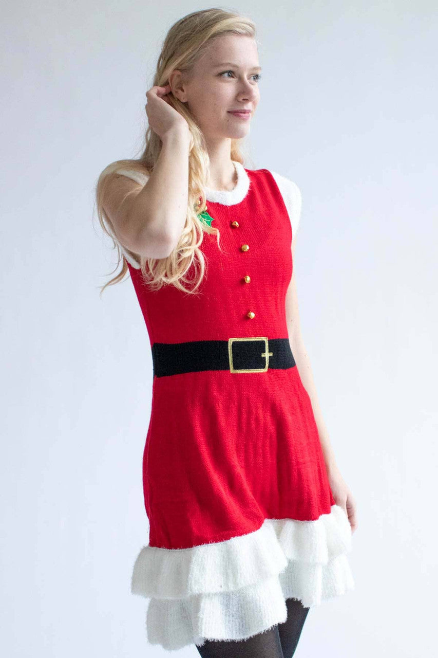 Mrs. Claus Ruffle Hem Dress