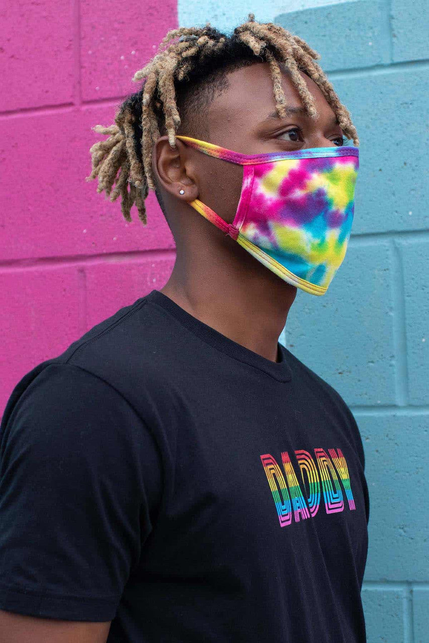 Multi Rainbow Tie Dye Face Mask