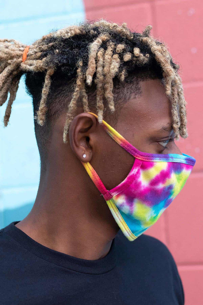 Multi Rainbow Tie Dye Face Mask