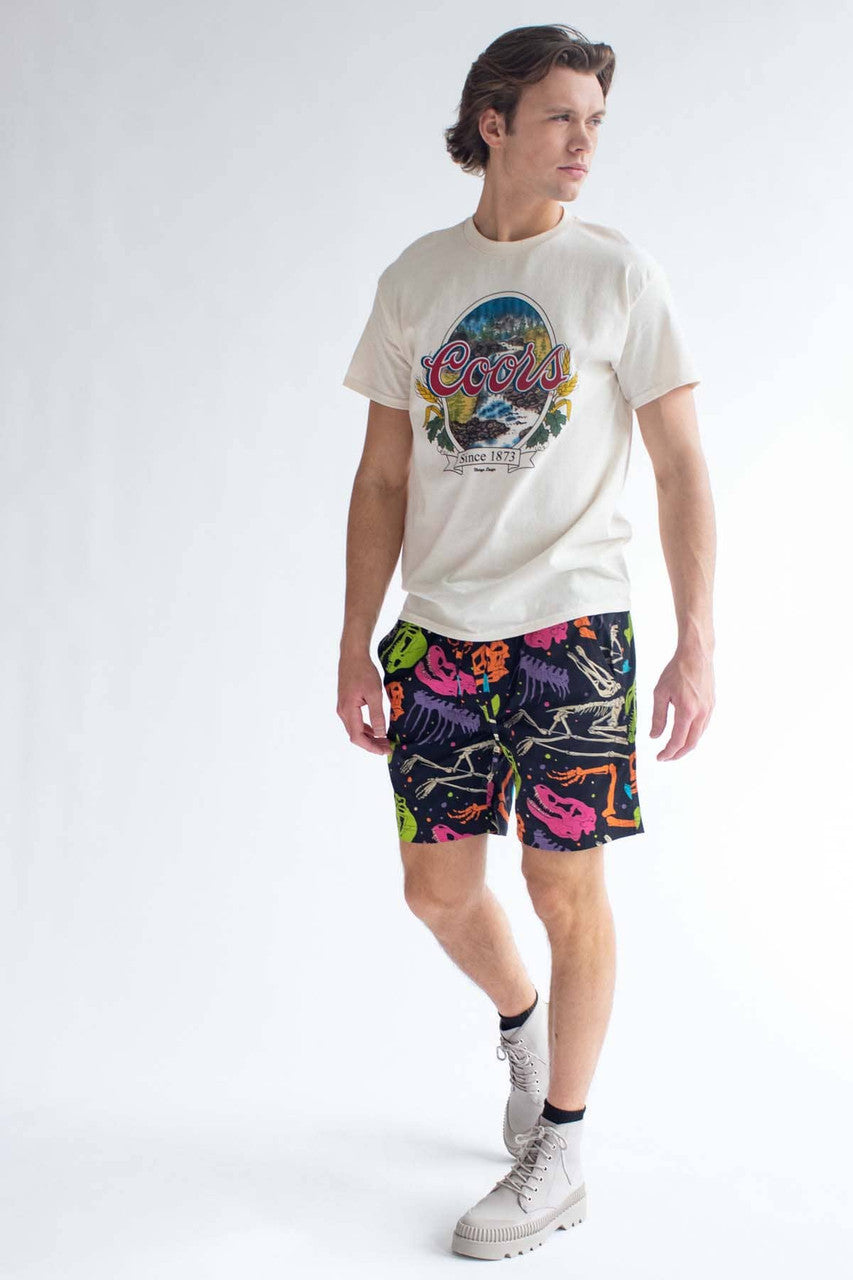 Multicolor Paleontology Cotton Shorts