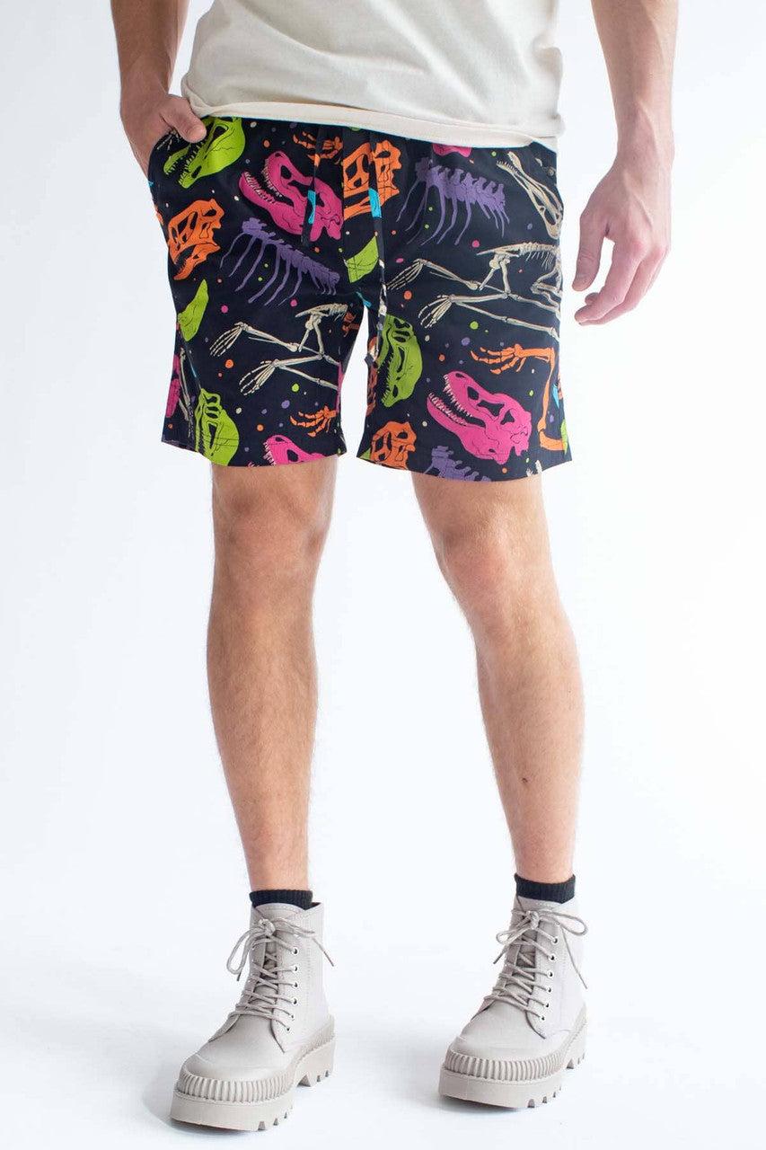 Multicolor Paleontology Cotton Shorts