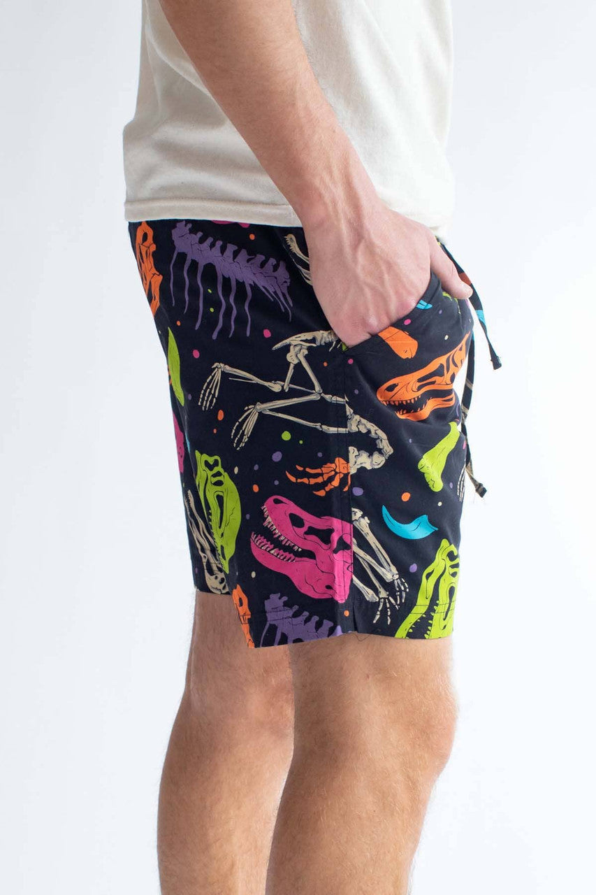 Multicolor Paleontology Cotton Shorts