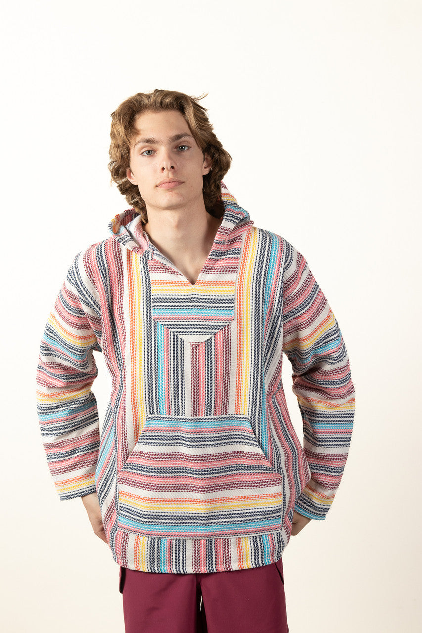 Lightweight Natural Pinstripe Baja Hoodie