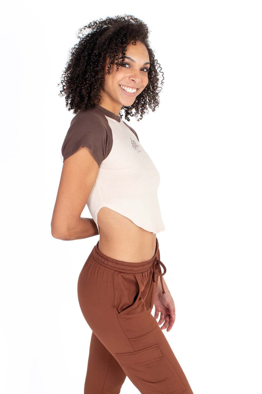 Mushroom Baseball Crop T-Shirt