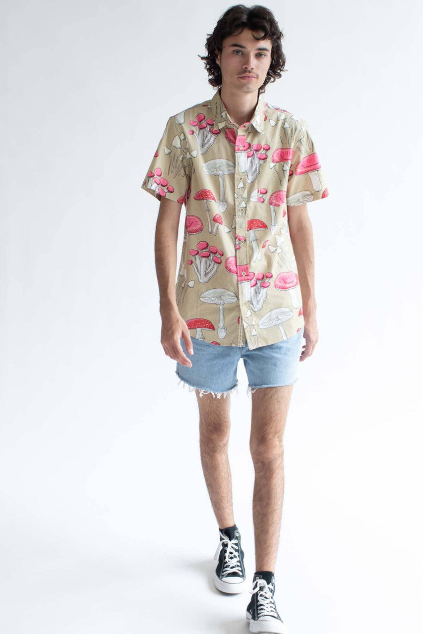 Mushroom Delight Woven Button Up Shirt