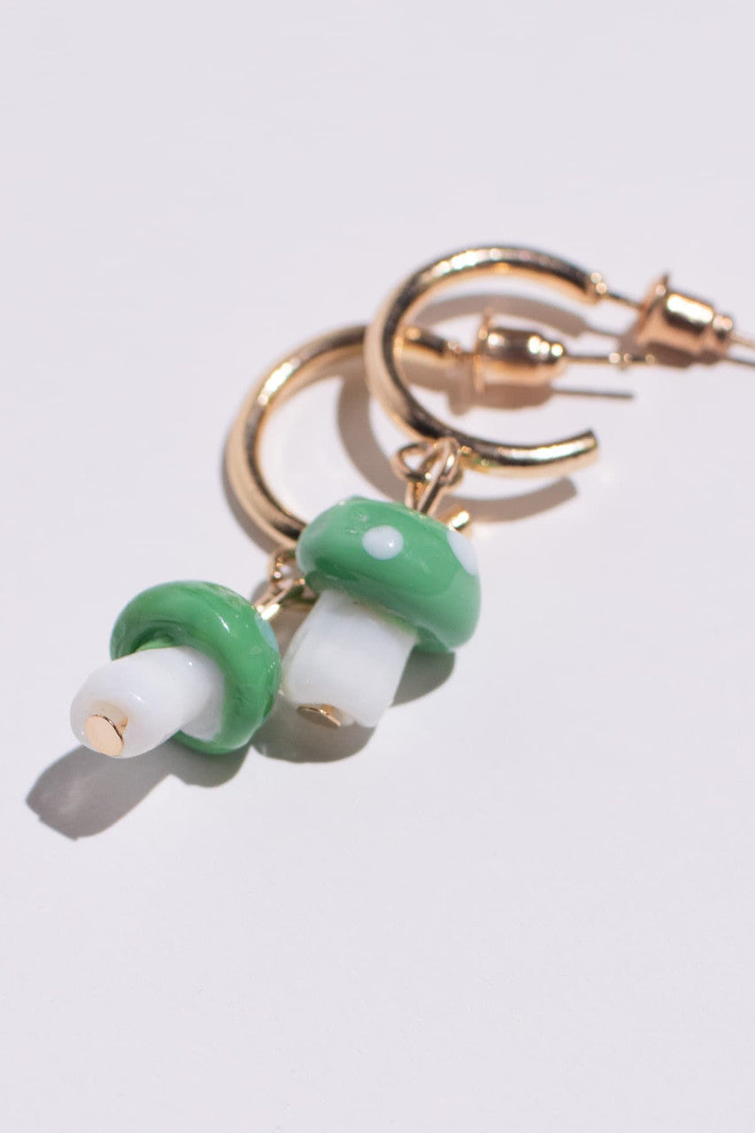 Mushroom Drop Hoop Earrings
