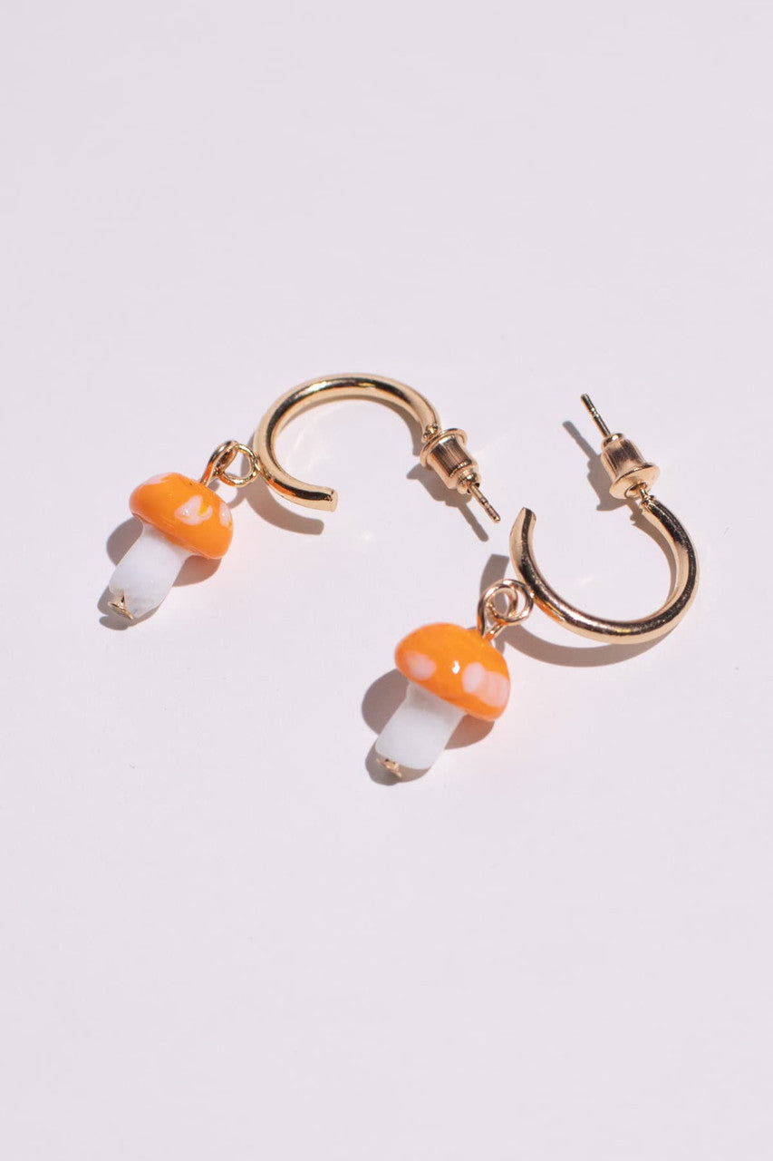 Mushroom Drop Hoop Earrings