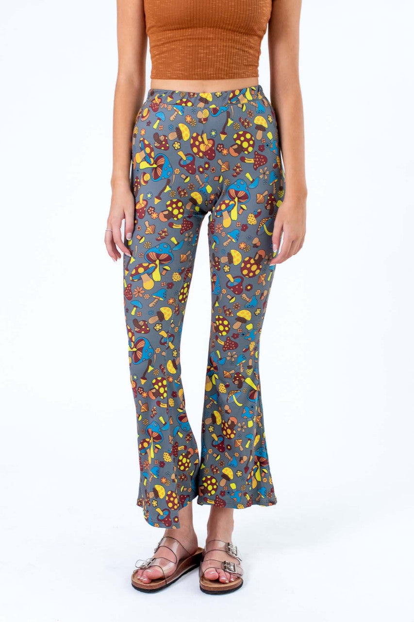 Mushroom Print Flare Pants