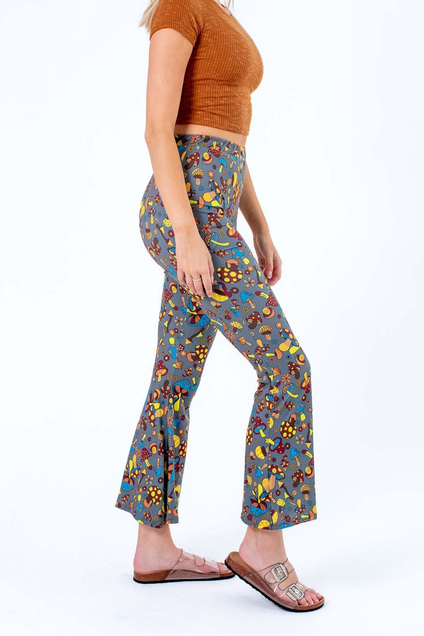 Mushroom Print Flare Pants