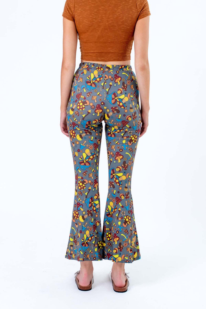 Mushroom Print Flare Pants