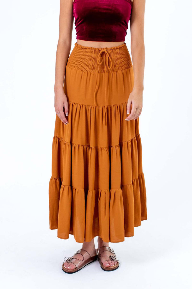 Smocked Frill Maxi Skirt main image 0