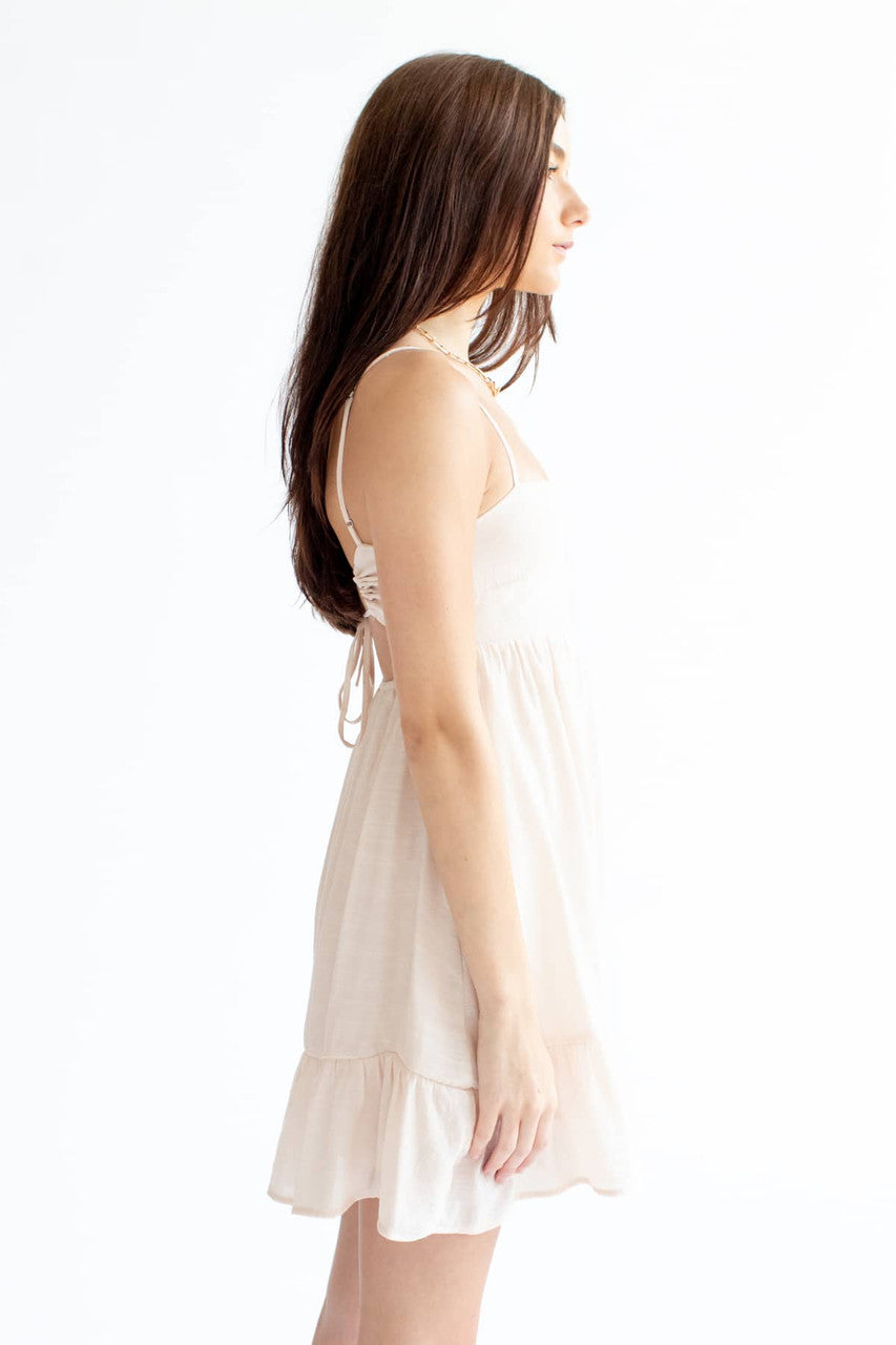 Natural Tie Back Gauze Sundress