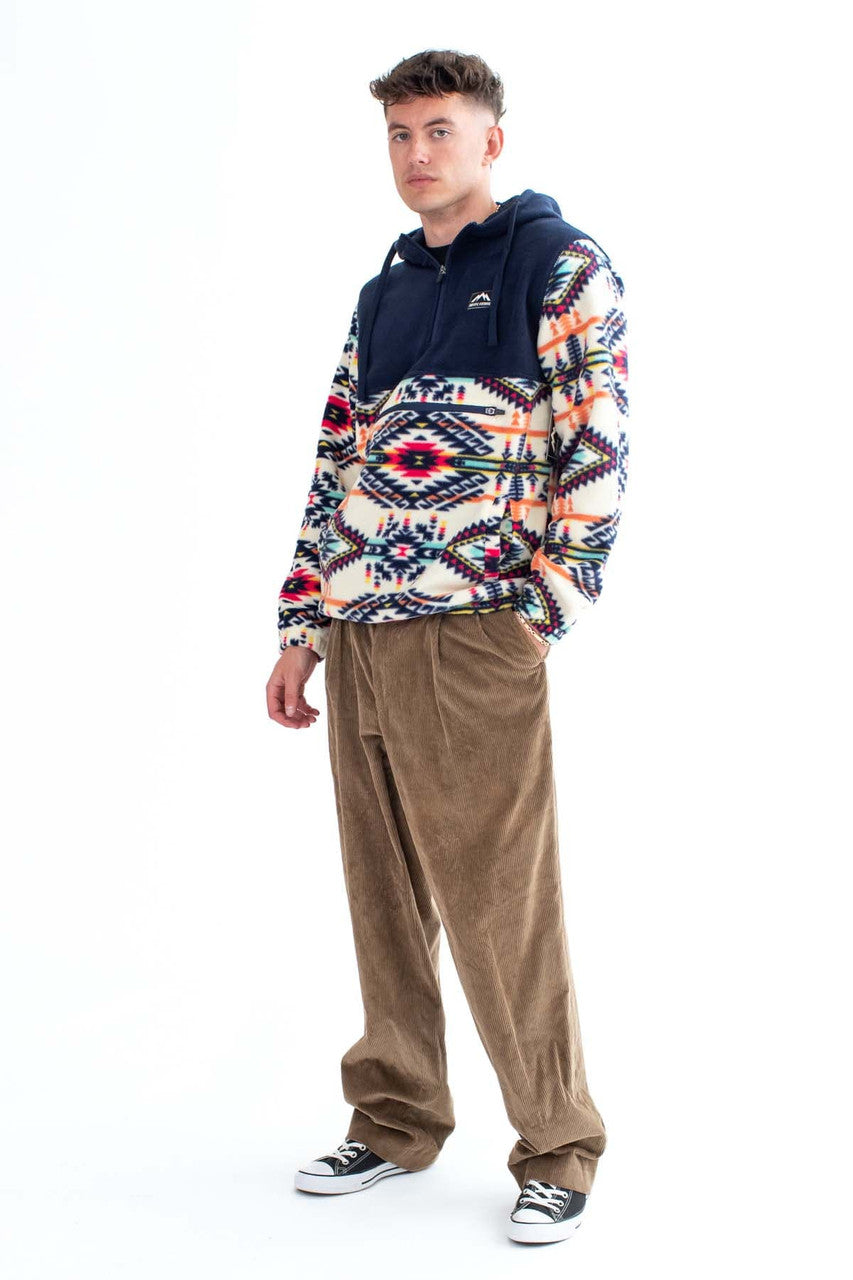 Navy & Cream Southwestern Polar Fleece Hoodie
