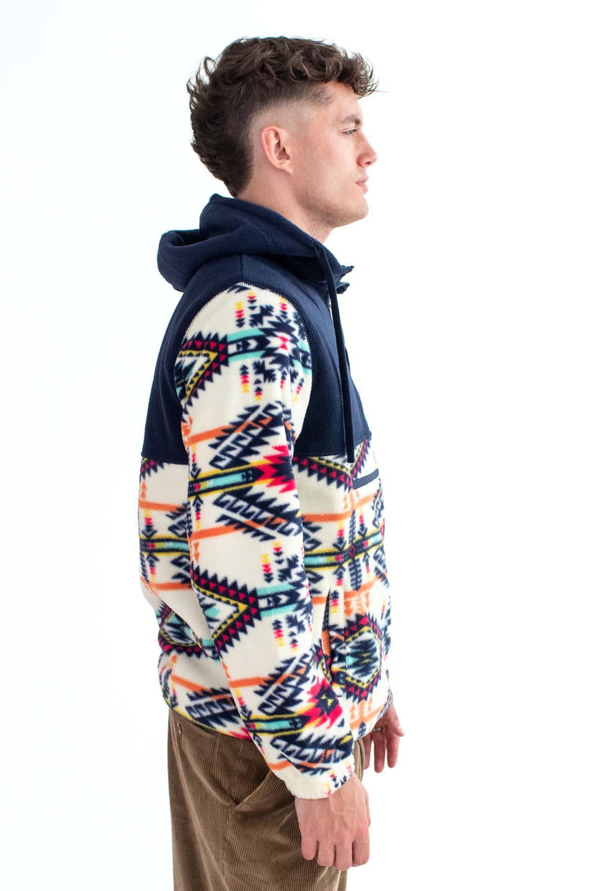 Navy & Cream Southwestern Polar Fleece Hoodie