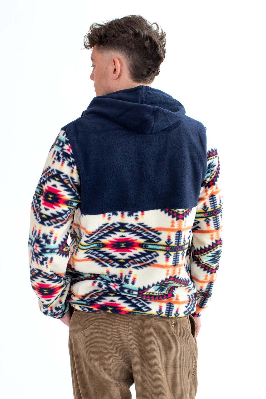 Navy & Cream Southwestern Polar Fleece Hoodie