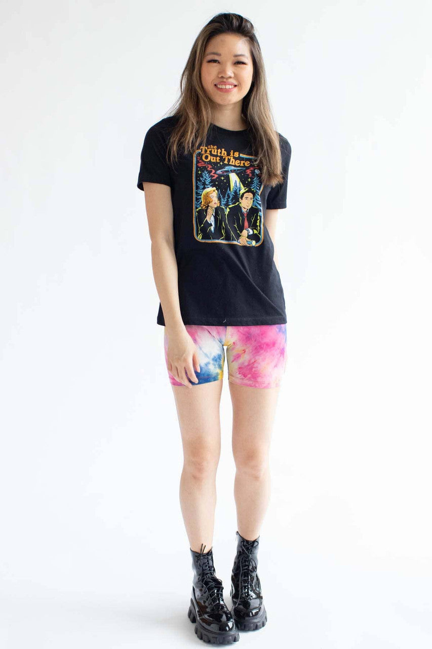 Navy & Pink Tie Dye Bike Shorts