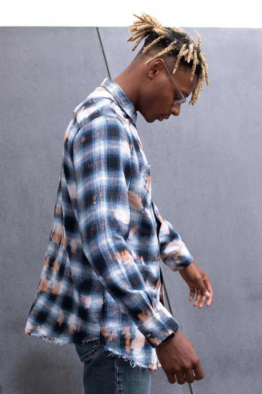 Navy Bleach Dye Flannel