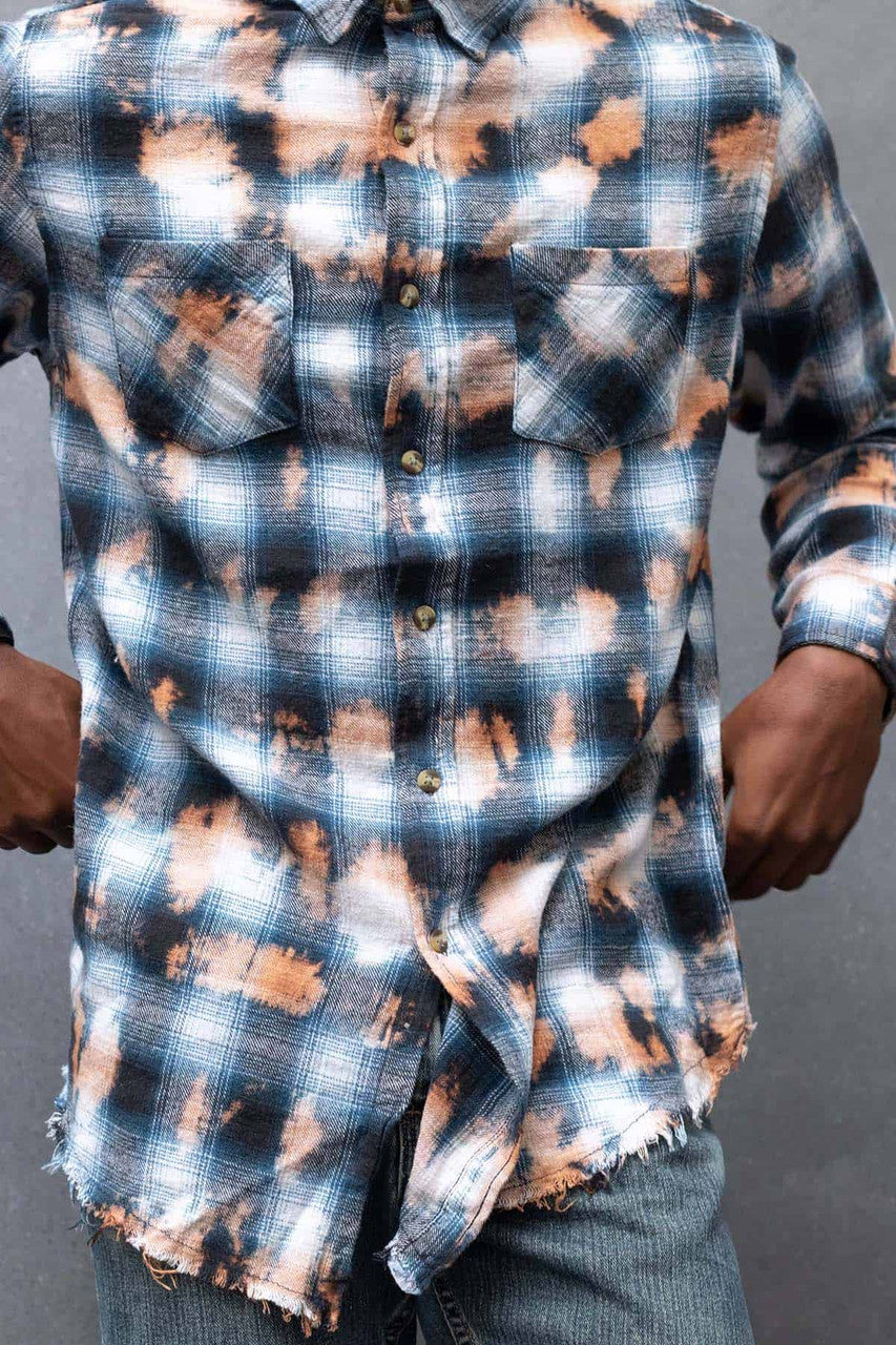 Navy Bleach Dye Flannel