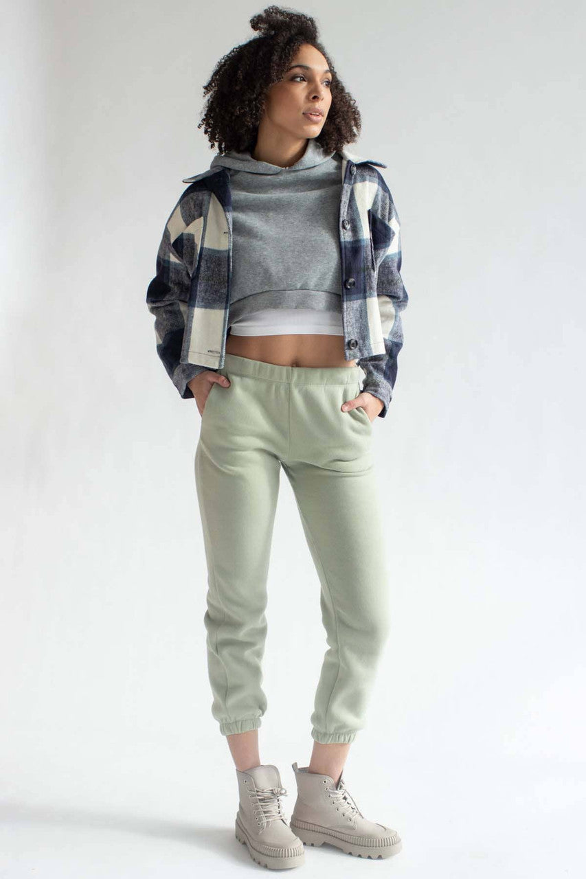 Navy Plaid Cropped Shacket
