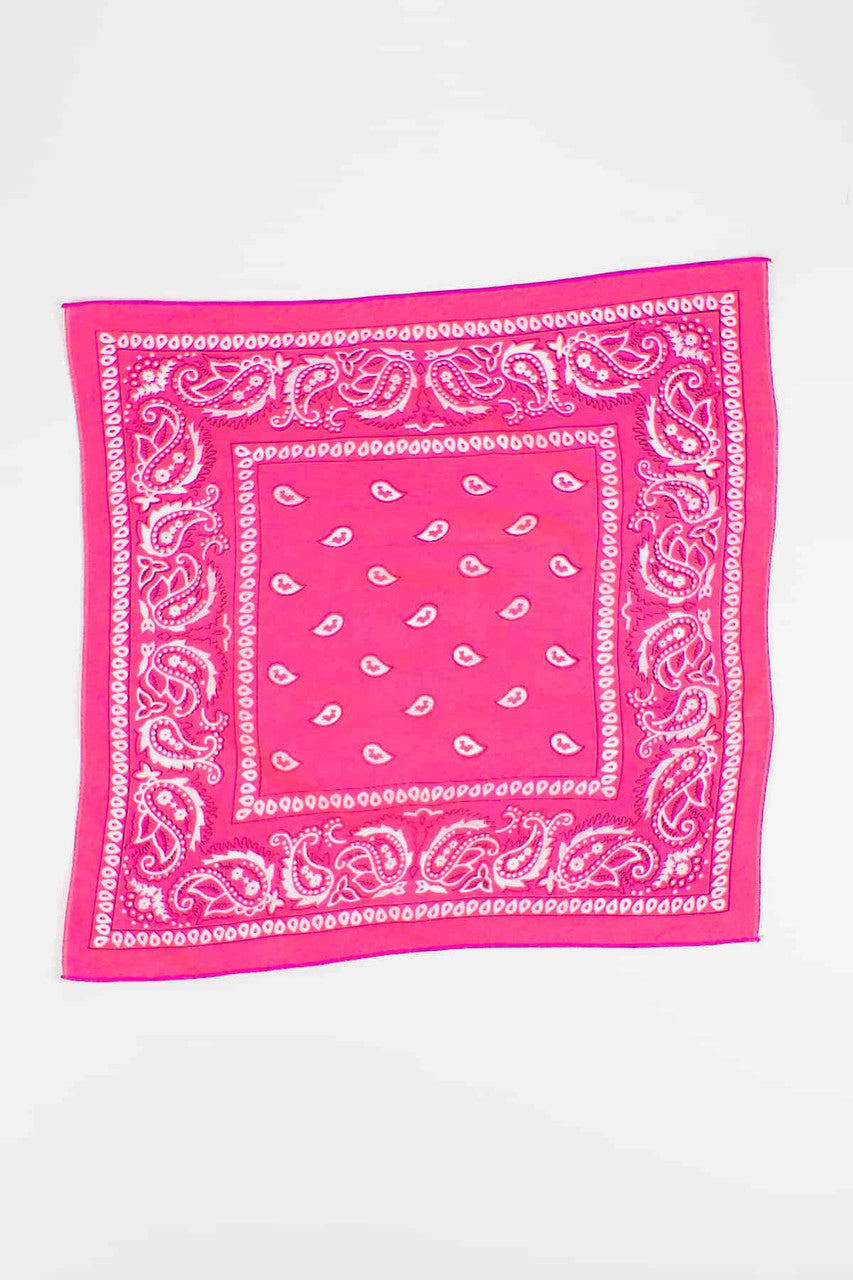 Neon Pink Paisley Bandana