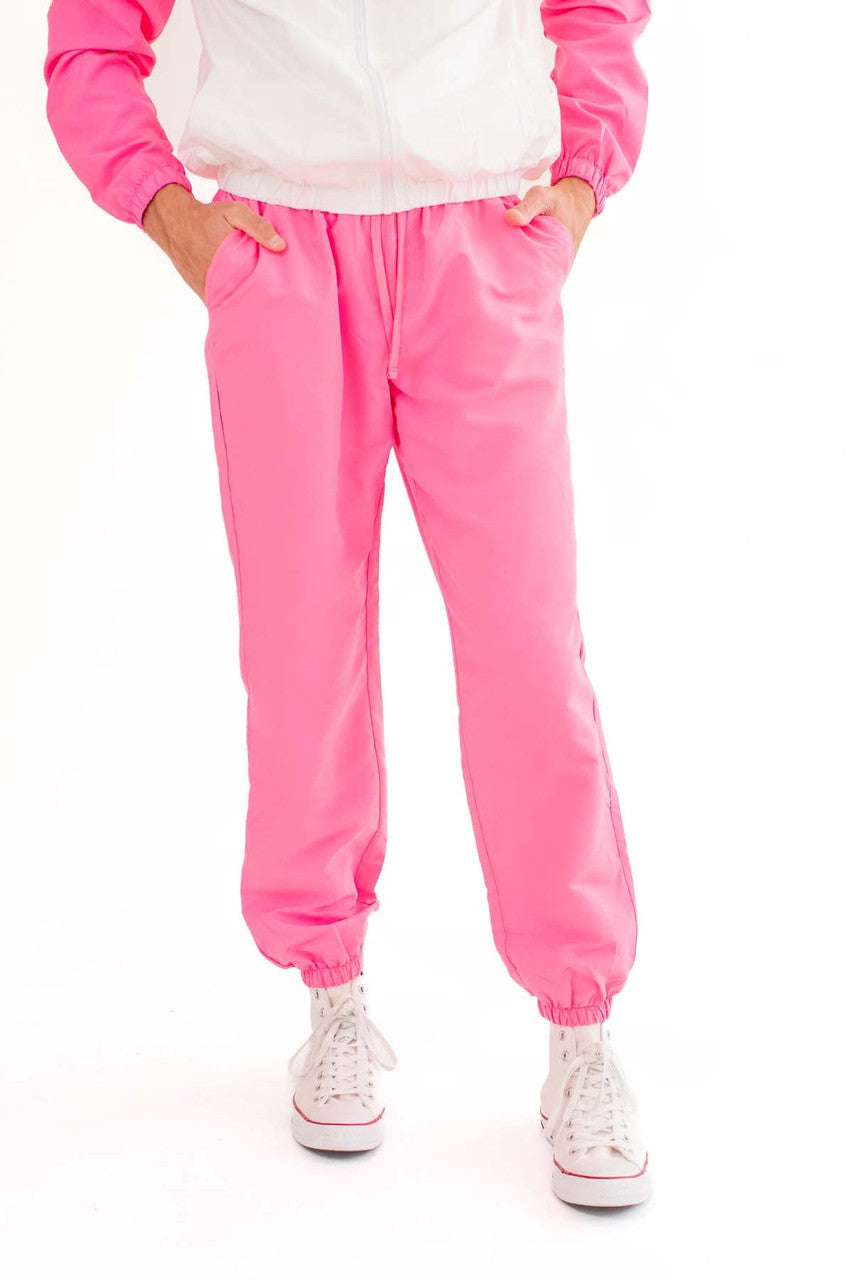 Neon Pink Nylon Joggers