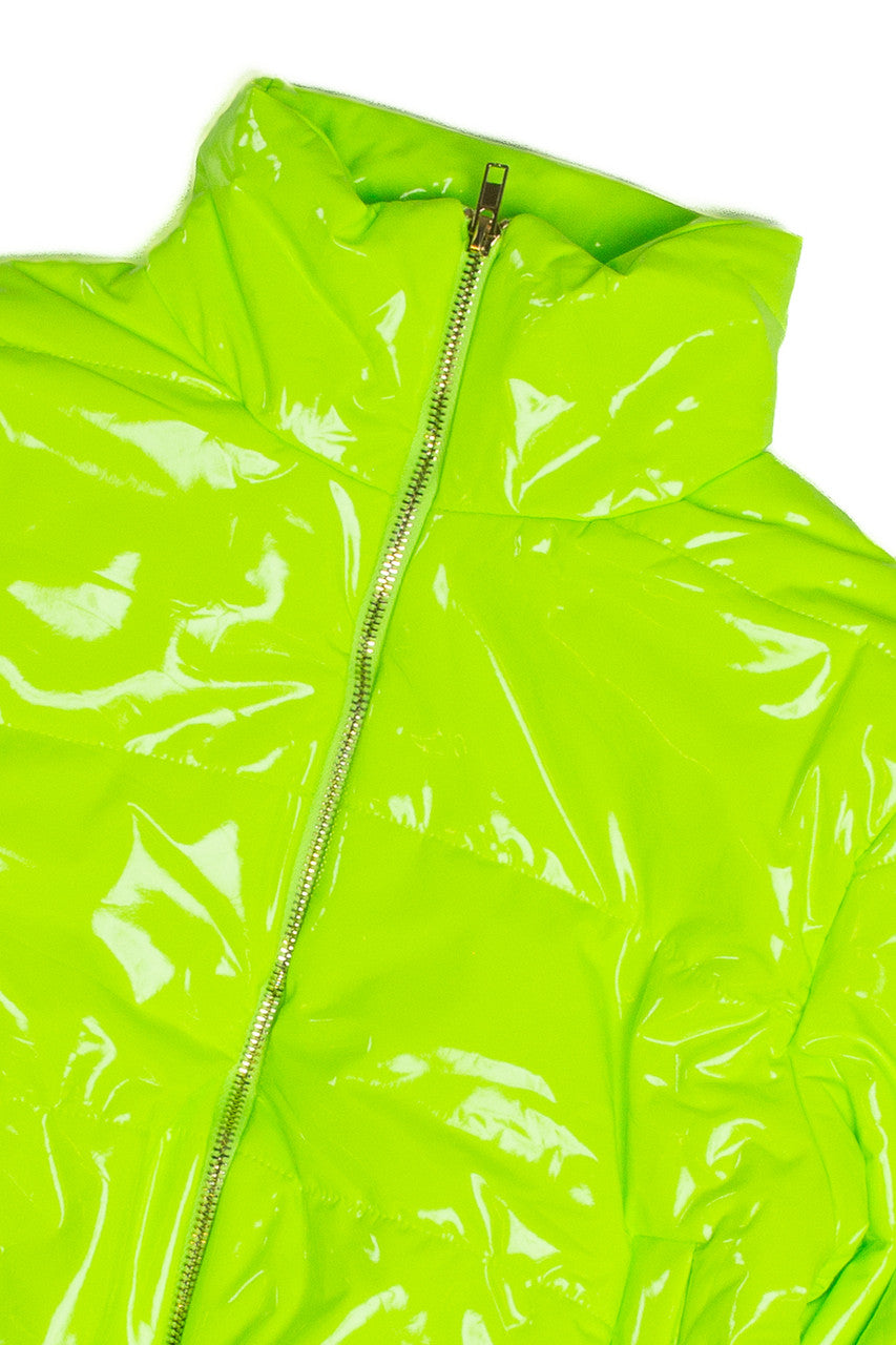 Neon Lime Crop Puffer Jacket