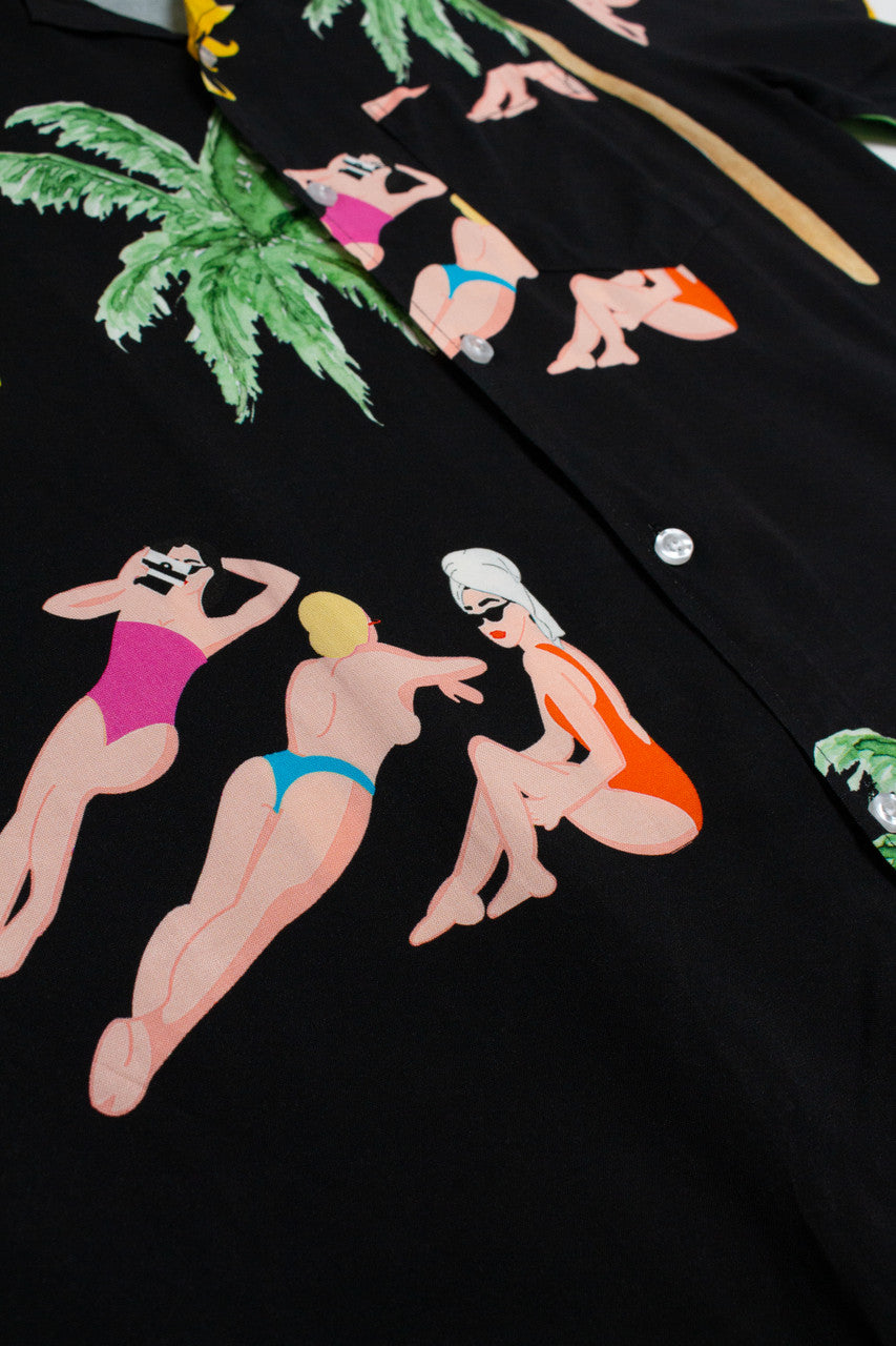 Beach Babes Black Hawaiian Shirt