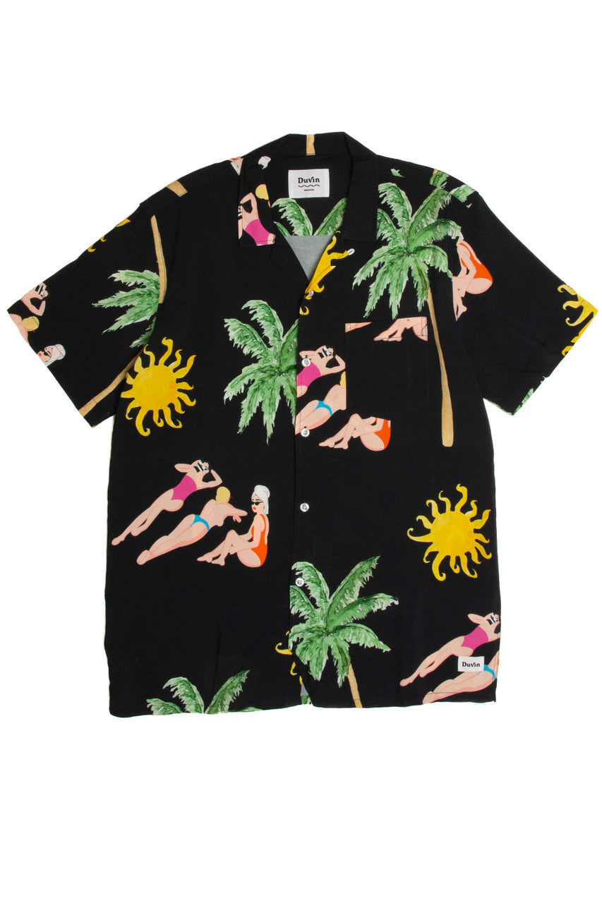 Beach Babes Black Hawaiian Shirt