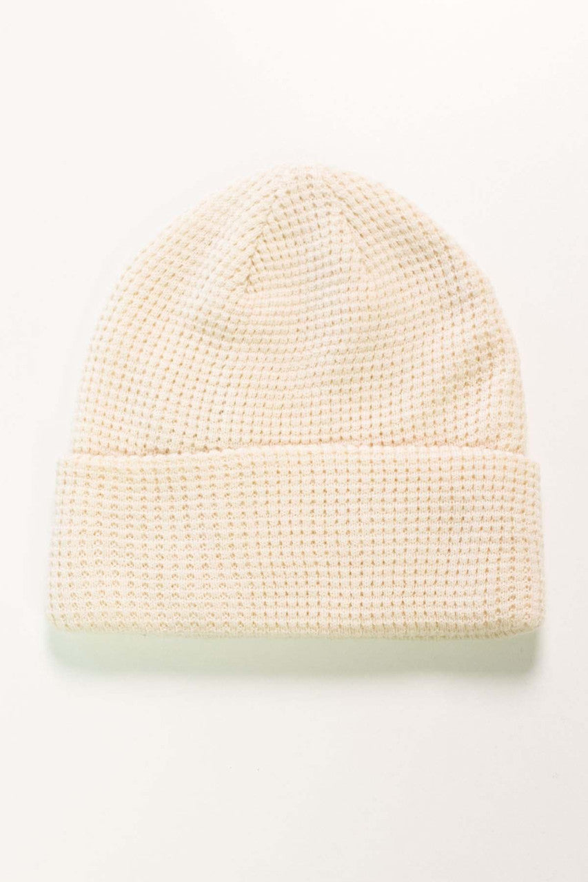 Beige Waffle Knit Beanie