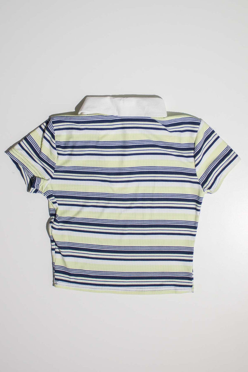 Green Striped Cropped Polo