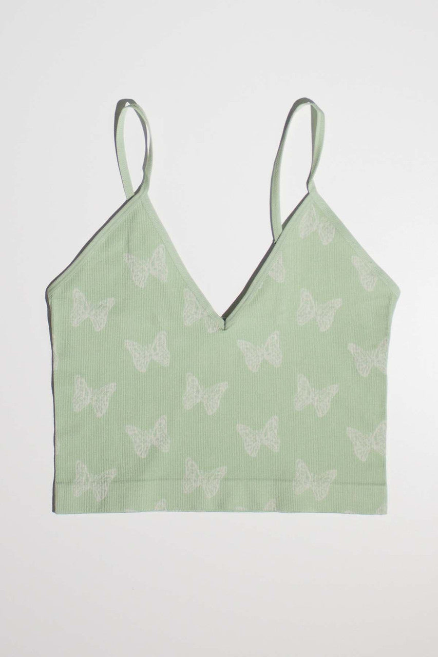 Sage Butterfly Seamless Crop Cami