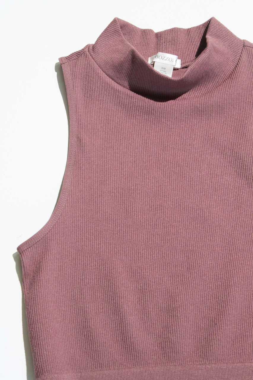 Coconut Tree Seamless Mock Neck Crop Top