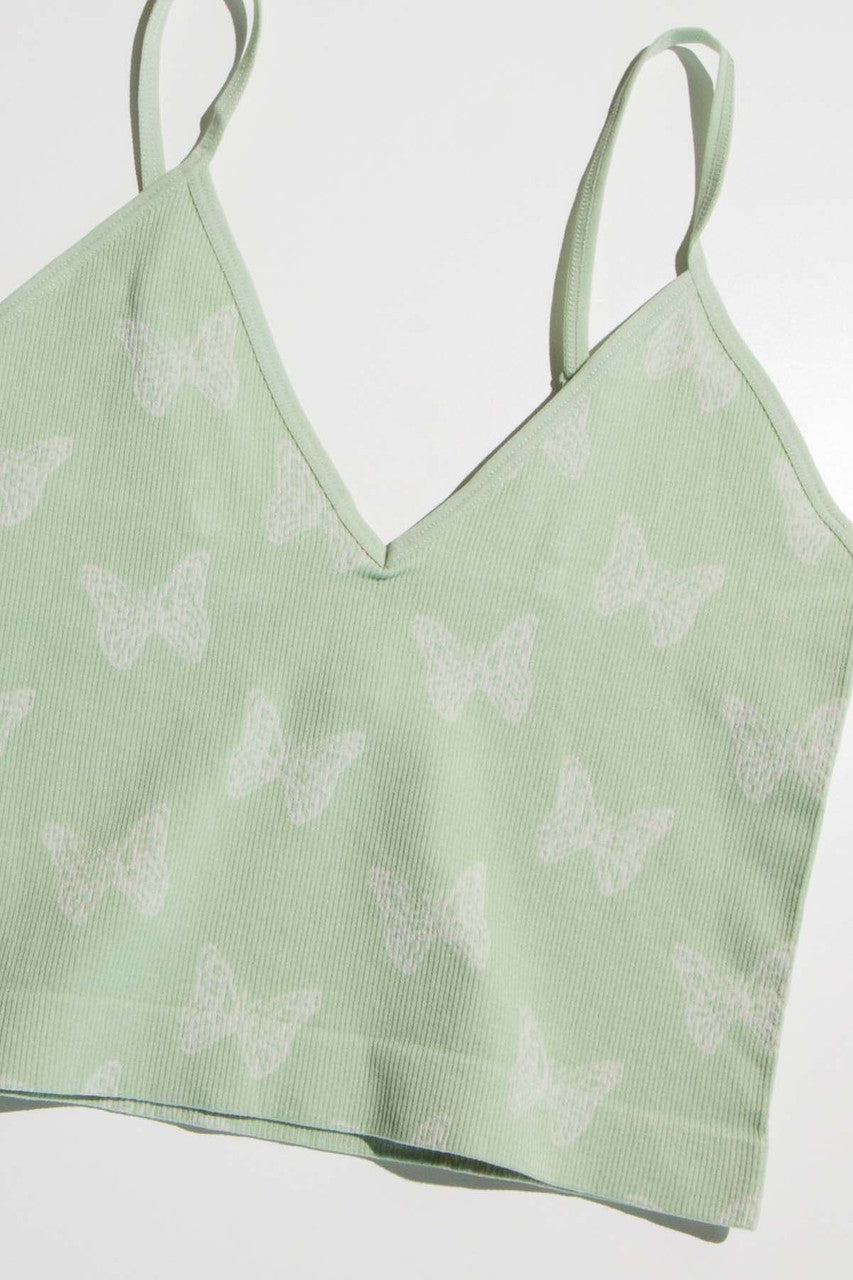 Sage Butterfly Seamless Crop Cami