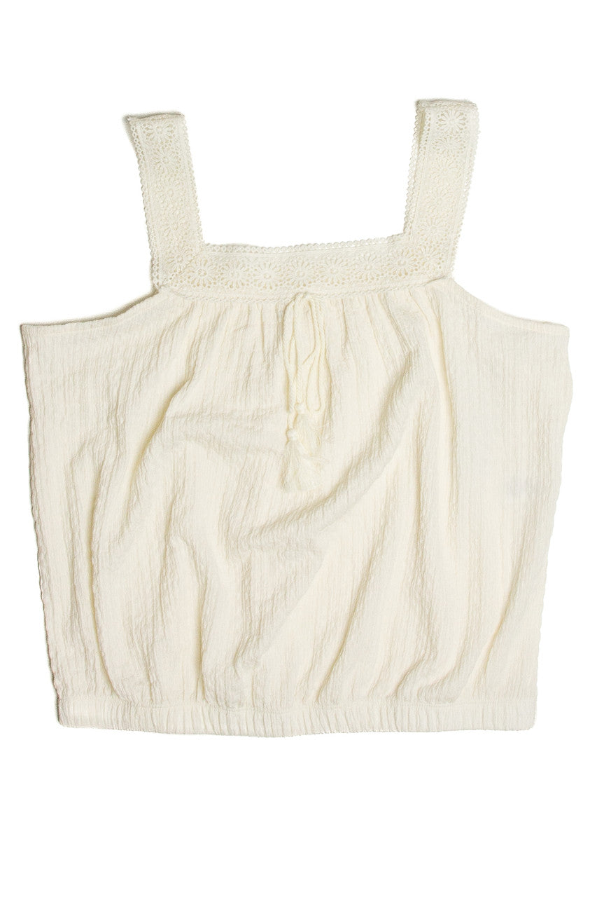 White Crochet Crinkle Tank